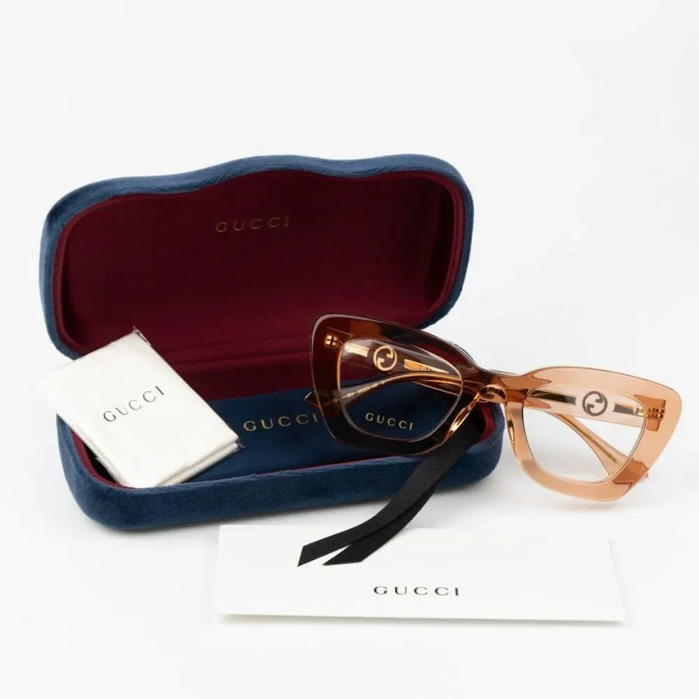 NEW Gucci GG1555O 004 Brown Women Cat Eye Eyeglasses GG 1555O